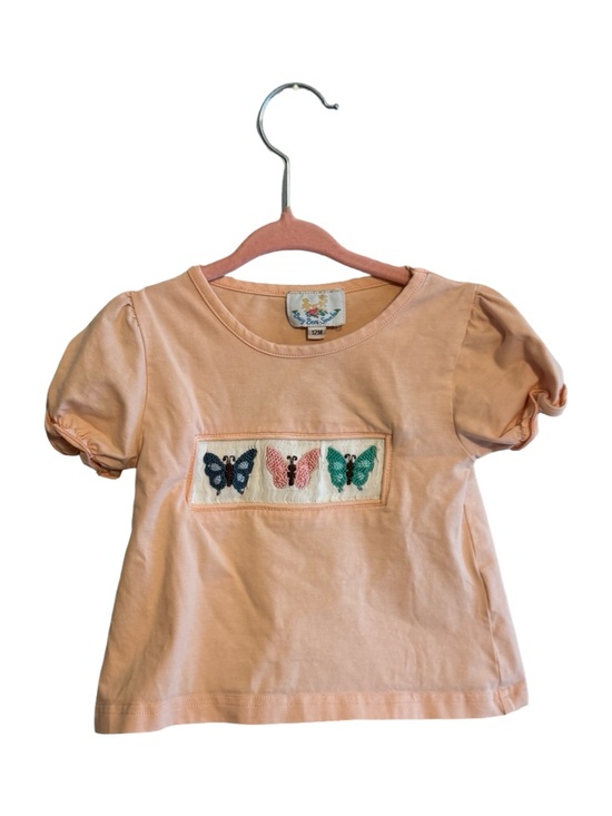 Busy Bee Smocks! Other - Busy Bees Smocks Pink Butterfly Hand Smocked Shirt Girls Size 12M Boutique Top
